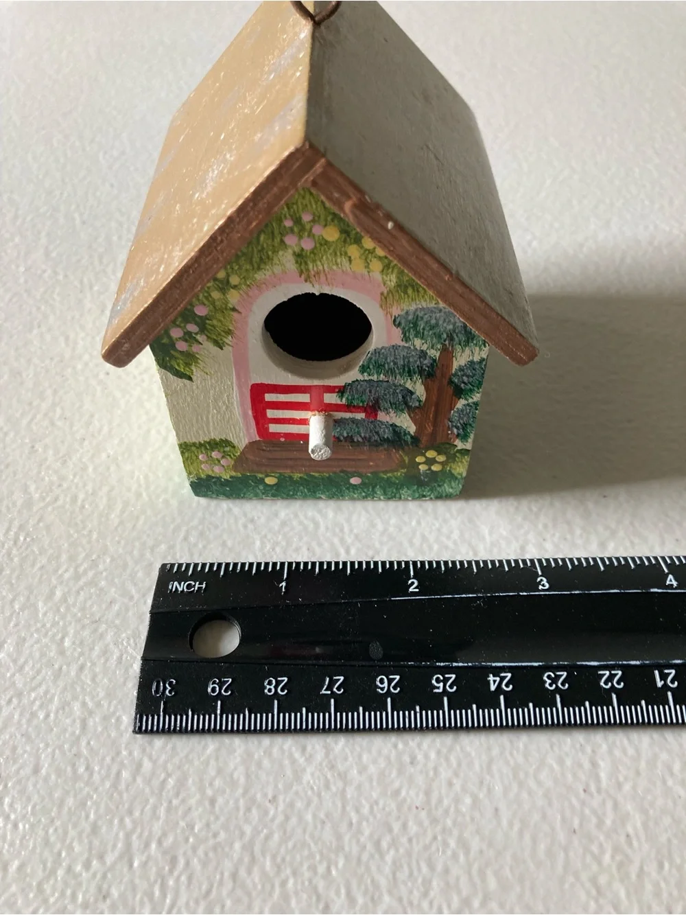 Hand Painted Wood Miniature Birdhouses Lot of 2 Great Decoration